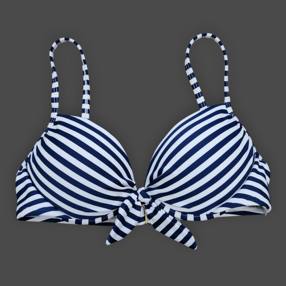 Blue/White Striped Swimsuit Top, Women's Small - Picture 1 of 13